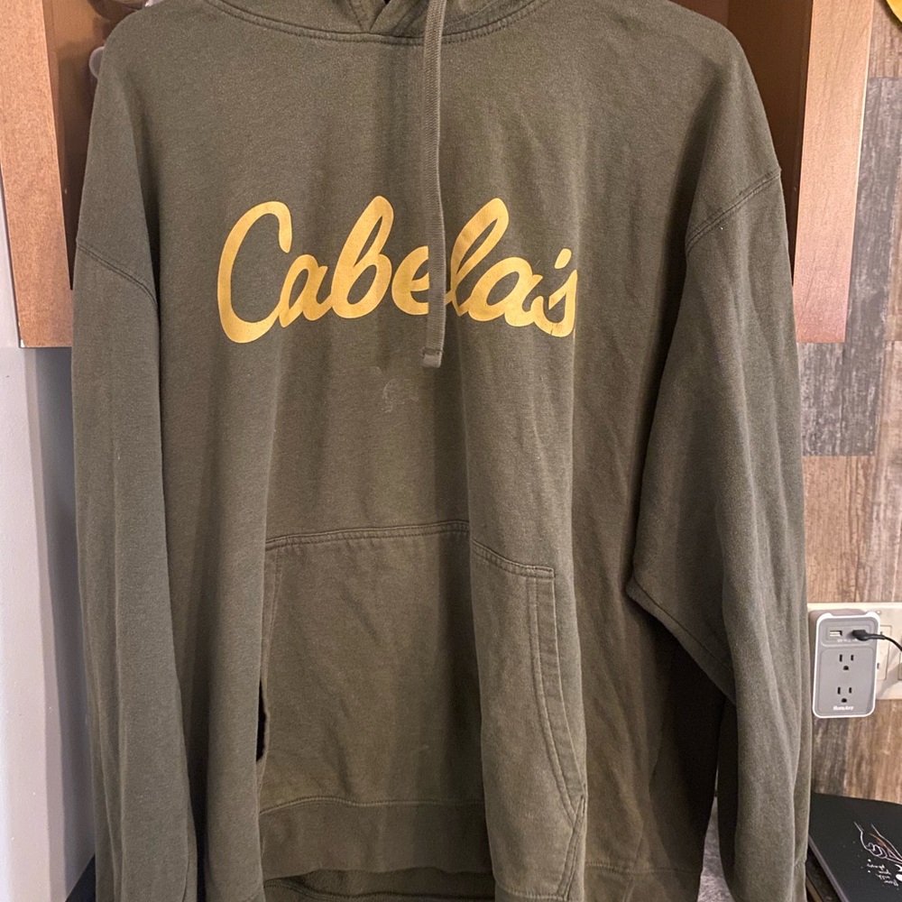 Cabela's Dark Green Hoodie with Yellow Logo